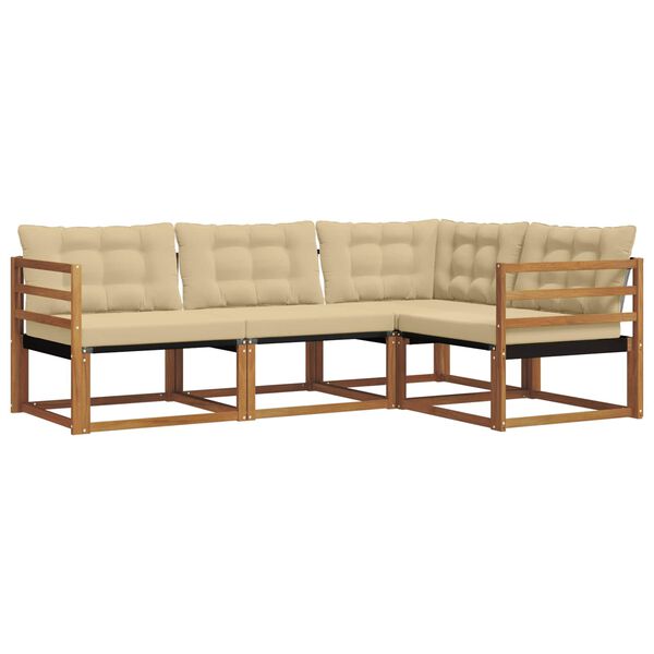 vidaXL Venkovn&iacute; pohovkov&aacute; souprava 4 pcs Přirozen&aacute; a B&eacute;žov&aacute;