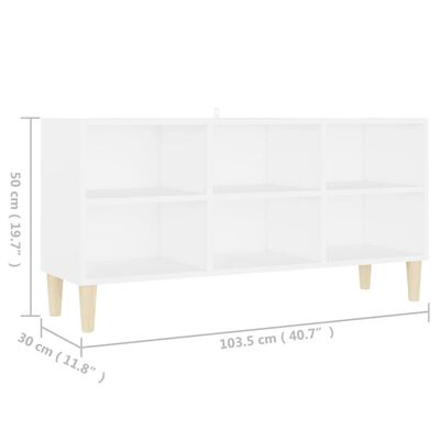 vidaXL TV stolek masivní dřevěné nohy bílý 103,5 x 30 x 50 cm