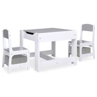 vidaXL Dětský stůl se 2 židlemi bílý MDF