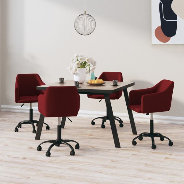 vidaXL Otočn&eacute; j&iacute;deln&iacute; židle 4 ks v&iacute;nov&eacute; samet