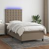 vidaXL Box spring postel s matrac&iacute; a LED taupe 100x200 cm textil