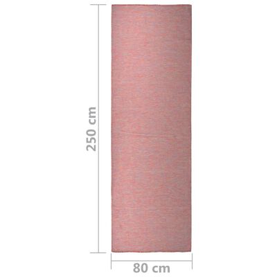vidaXL Venkovní hladce tkaný koberec 80 x 250 cm červená