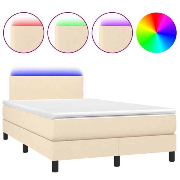 vidaXL Box spring postel s matrac&iacute; a LED kr&eacute;mov&aacute; 120x190 cm textil