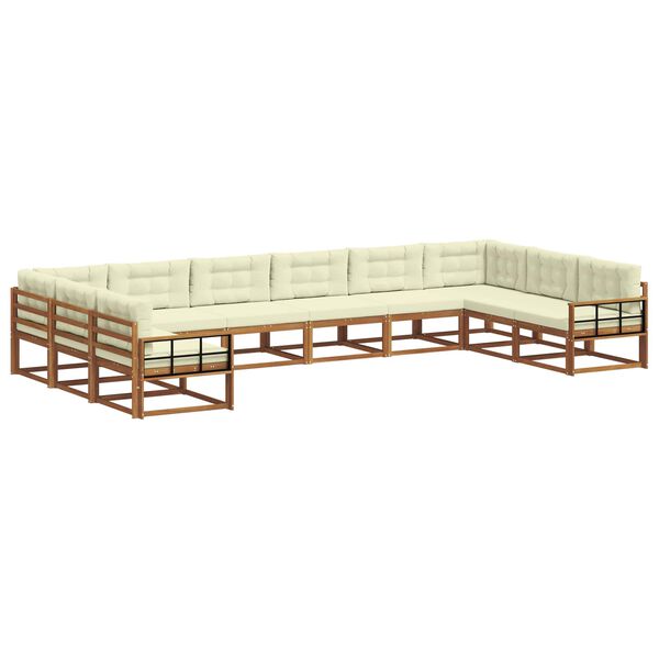 vidaXL Venkovn&iacute; pohovkov&aacute; souprava 10 pcs Přirozen&aacute; a Kr&eacute;mov&aacute;