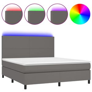 vidaXL Box spring postel s matrac&iacute; a LED &scaron;ed&aacute; 160x200 cm uměl&aacute; kůže