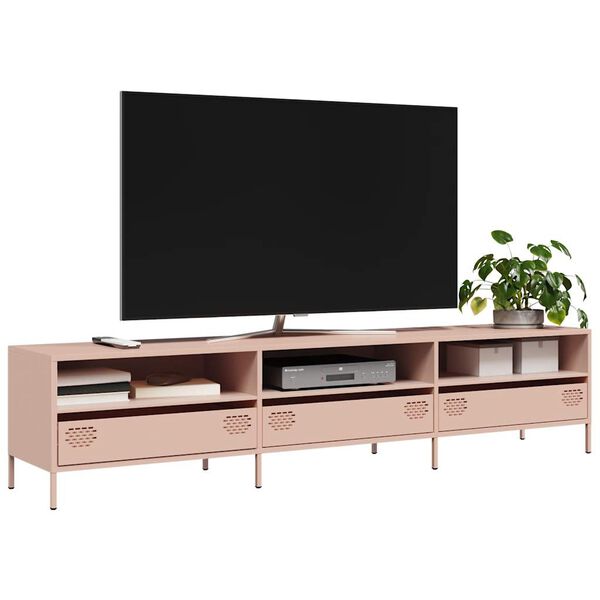 vidaXL TV skř&iacute;ňka růžov&aacute; 202 x 39 x 43,5 cm ocel v&aacute;lcovan&aacute; za studena