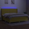 vidaXL Box spring postel s matrac&iacute; a LED zelen&aacute; 200x200 cm textil