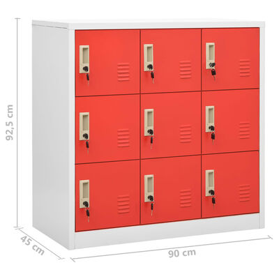 vidaXL Uzamykatelné skříně 5 ks světle šedé a červené 90x45x92,5 cm