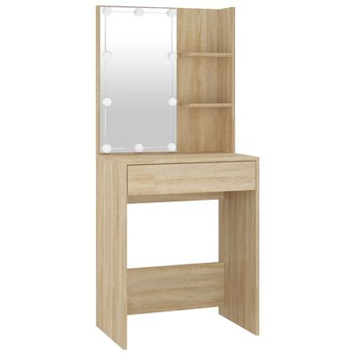 vidaXL LED toaletní stolek se 2 skříňkami dub sonoma kompozitní dřevo