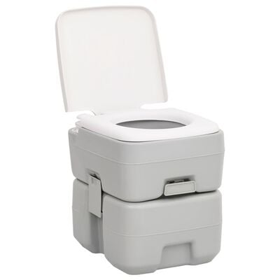 vidaXL Přenosná kempingová toaleta šedá a bílá 20+10 l HDPE