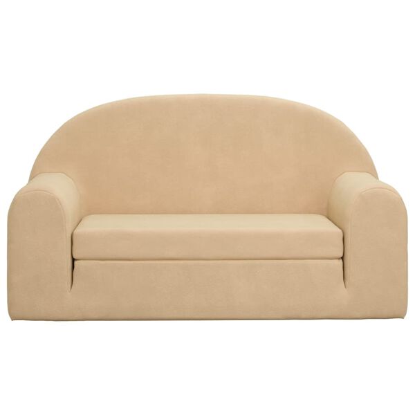 vidaXL 2m&iacute;stn&aacute; dětsk&aacute; rozkl&aacute;dac&iacute; pohovka kr&eacute;mov&aacute; měkk&yacute; ply&scaron;