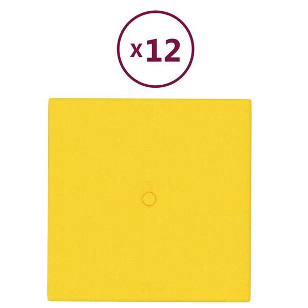 vidaXL N&aacute;stěnn&eacute; panely 12 ks světle žlut&eacute; 30x30 cm textil 1,08 m&sup2;