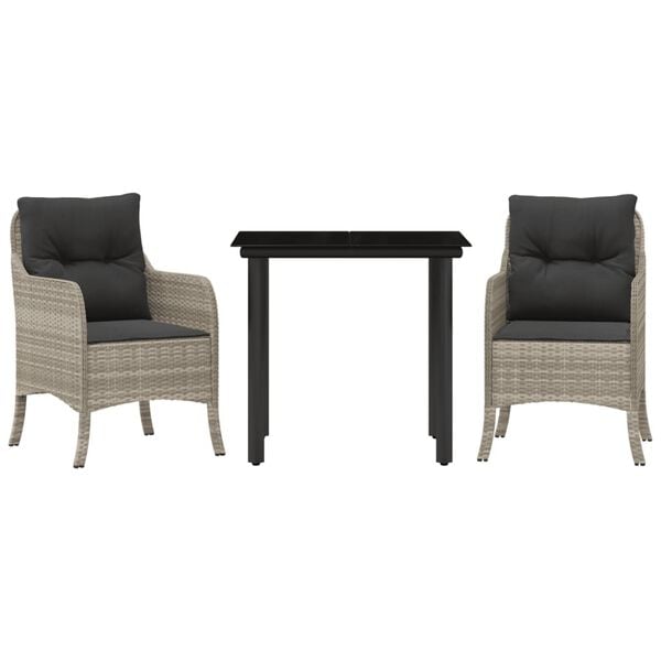 vidaXL 3d&iacute;ln&yacute; zahradn&iacute; j&iacute;deln&iacute; set s podu&scaron;kami světle &scaron;ed&yacute; polyratan