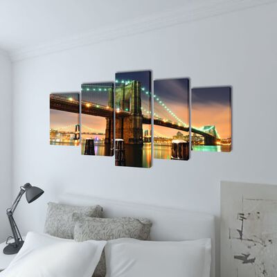 Sada obrazů, tisk na plátně, Brooklynský most, 200 x 100 cm