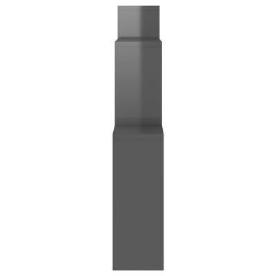 vidaXL Nástěnná krychlová police šedá lesklá 80x15x78,5 cm dřevotříska