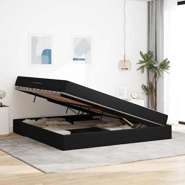 vidaXL Postel s &uacute;ložn&yacute;m prostorem a matrac&iacute; Čern&aacute; 200 x 200 cm samet