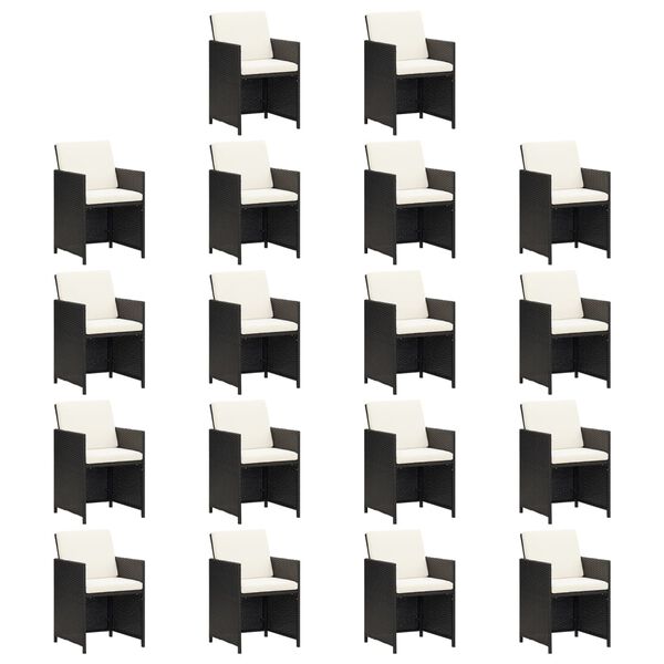 vidaXL 19d&iacute;ln&yacute; zahradn&iacute; j&iacute;deln&iacute; set s podu&scaron;kami čern&yacute; polyratan