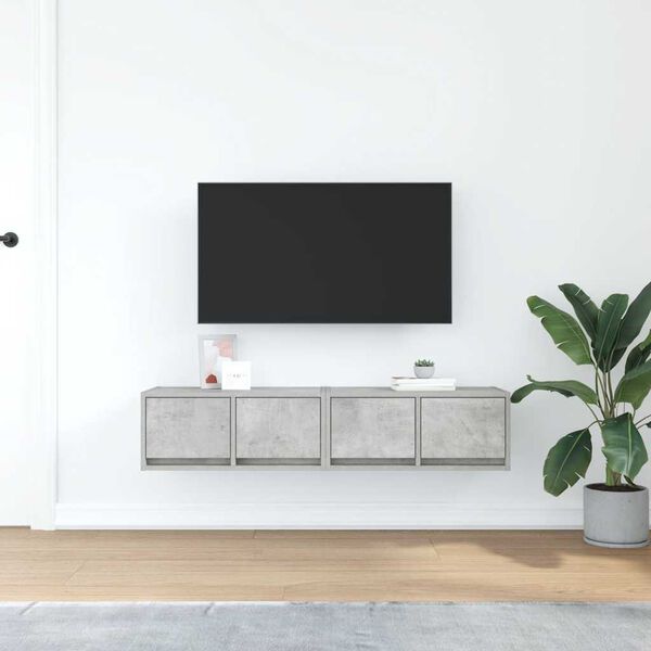 vidaXL TV skř&iacute;ňky 2 ks Betonov&aacute; &scaron;ed&aacute; 60x31x25,5 cm Dřevěn&aacute; konstrukce