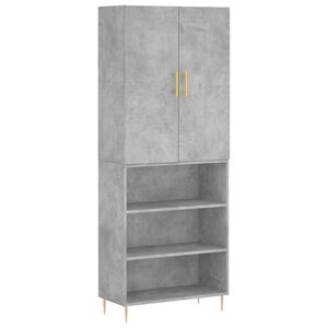 vidaXL Skř&iacute;ň highboard betonově &scaron;ed&aacute; 69,5x34x180 cm kompozitn&iacute; dřevo