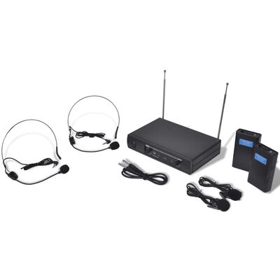 Bezdrátový mikrofonní systém VHF - přijímač a 2 x headset mikrofon