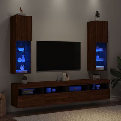 vidaXL TV skříňky s LED osvětlením 2 ks hnědý dub 30,5 x 30 x 102 cm