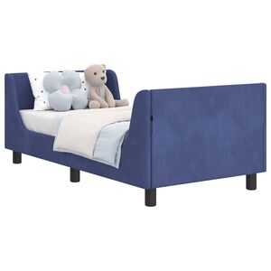 vidaXL R&aacute;m postele pro děti s čelem Policov&aacute; modr&aacute; 80 x 160 cm samet