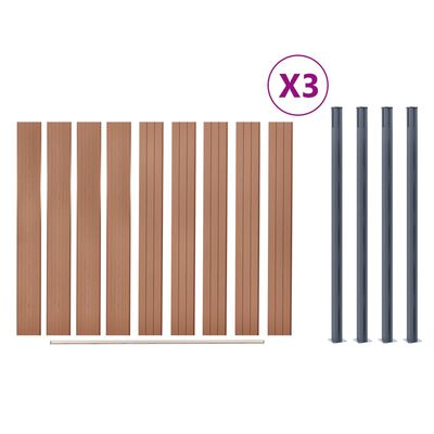 vidaXL Sada plotových dílců hnědá 526 x 186 cm WPC