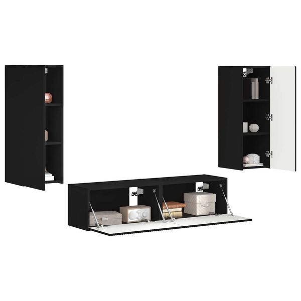 vidaXL Sestava TV skř&iacute;něk N&aacute;stěnn&yacute; 2 pcs Čern&aacute; kompozitn&iacute; dřevo