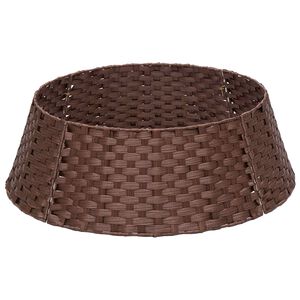 vidaXL V&aacute;nočn&iacute; obojek na stromek Kulat&yacute; Tmavě hněd&aacute; Průměr 45 x 22 cm