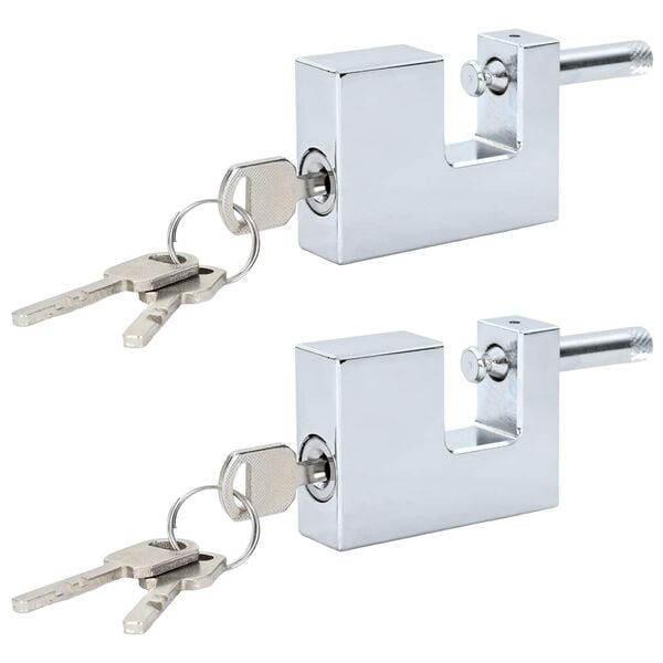 vidaXL visac&iacute; z&aacute;mek 2 pcs Stř&iacute;brn&aacute; 6 x 2 x 4,5 cm Železo