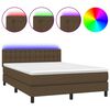 vidaXL Box spring postel s matrac&iacute; a LED tmavě hněd&aacute; 140x200 cm textil