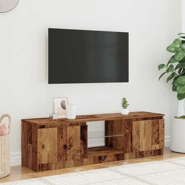 vidaXL TV stolek s LED old wood 120 x 30 x 36 cm kompozitní dřevo