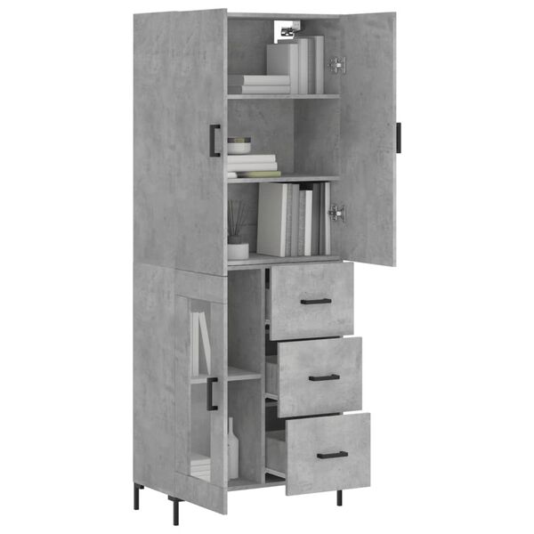 vidaXL Skř&iacute;ň highboard betonově &scaron;ed&aacute; 69,5x34x180 cm kompozitn&iacute; dřevo