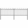 vidaXL Zahradn&iacute; plot s obloukem nahoře ocelov&yacute; 337 x 100 cm čern&yacute;