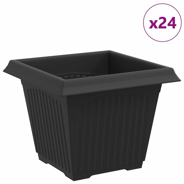 vidaXL Čtvercov&yacute; květin&aacute;č 24 pcs Čern&aacute; 43 x 43 x 33.5 cm Plast