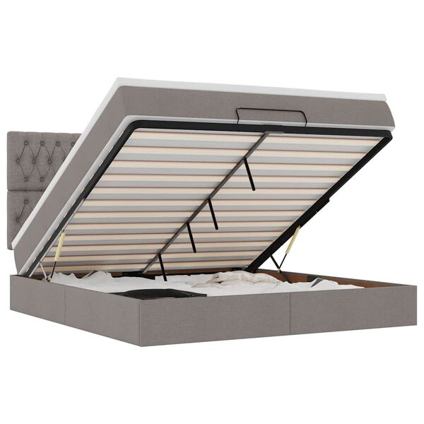 vidaXL Osmansk&yacute; r&aacute;m postele s matrac&iacute; taupe 160x200cm textil