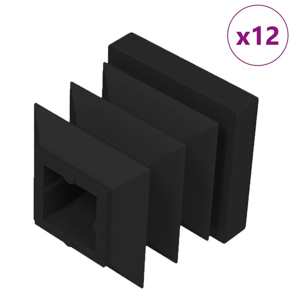 vidaXL Koncov&eacute; z&aacute;tky 12 pcs Čern&aacute; 15 x 15 x 15 mm PP