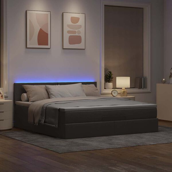 vidaXL Osmansk&aacute; postel s matrac&iacute; & LED taupe 180x200cm l&aacute;tka