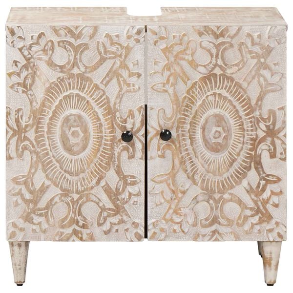 vidaXL Skř&iacute;ňka pod umyvadlo B&iacute;l&aacute; 62 x 33 x 58 cm Masivn&iacute; mangov&eacute; dřevo