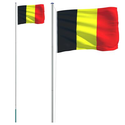 vidaXL Vlajka Belgie a stožár 6,23 m hliník