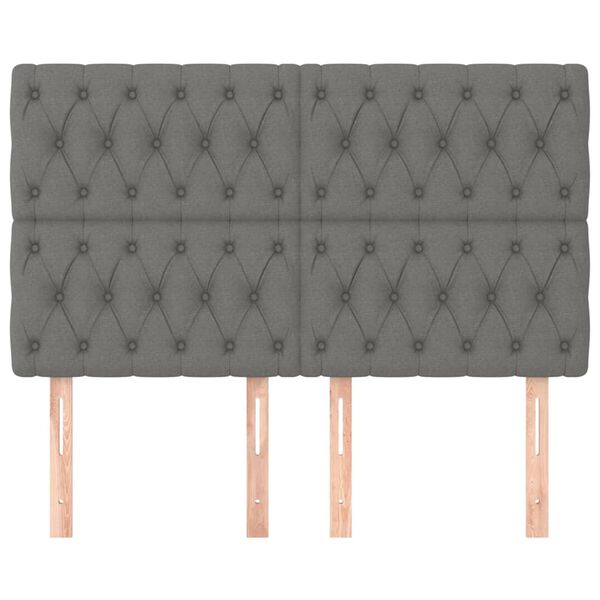 vidaXL Čelo postele tmavě &scaron;ed&eacute; 144x7x118/128 cm l&aacute;tkov&eacute;