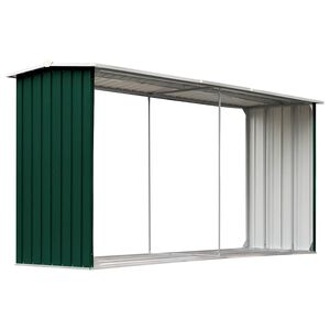 vidaXL Zahradn&iacute; kůlna na dř&iacute;v&iacute; pozinkovan&aacute; ocel 330x92x153 cm zelen&aacute;