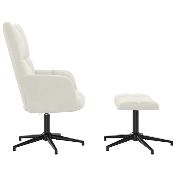 vidaXL Relaxačn&iacute; křeslo se stoličkou kr&eacute;mově b&iacute;l&eacute; samet