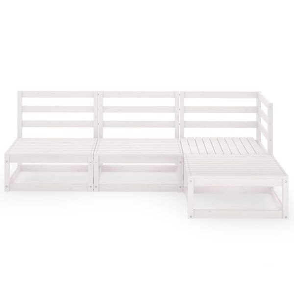 vidaXL 4d&iacute;ln&aacute; zahradn&iacute; sedac&iacute; souprava b&iacute;l&aacute; masivn&iacute; borovice