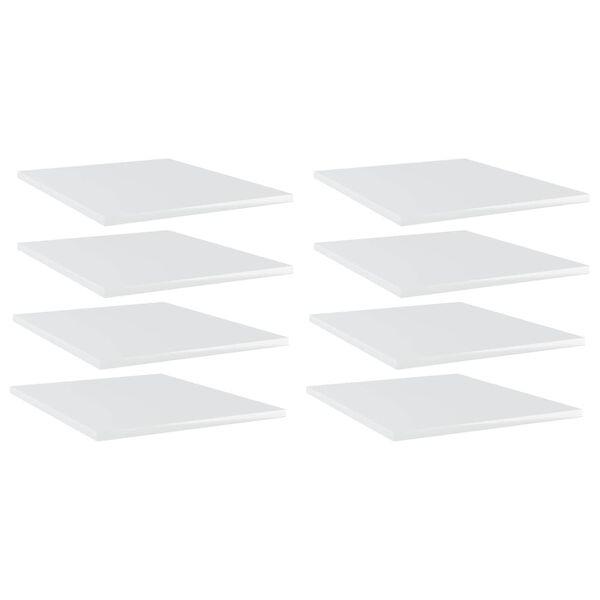 vidaXL Police na knihy 8 ks b&iacute;l&eacute; leskl&eacute; 40x50x1,5 cm kompozitn&iacute; dřevo