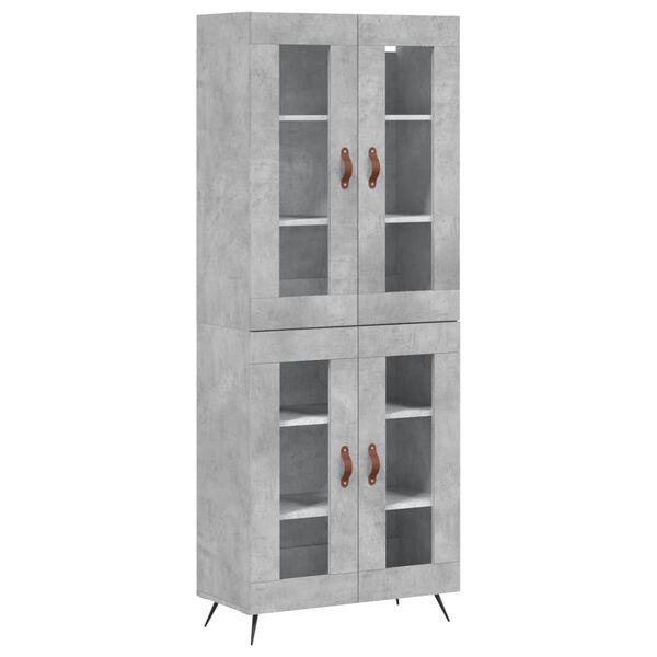 vidaXL Skř&iacute;ň highboard betonově &scaron;ed&aacute; 69,5x34x180 cm kompozitn&iacute; dřevo