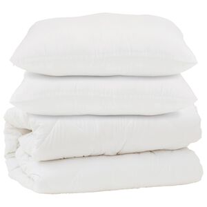 vidaXL Přikr&yacute;vka s pol&scaron;t&aacute;řem 3 pcs B&iacute;l&aacute; Mikrovl&aacute;kno
