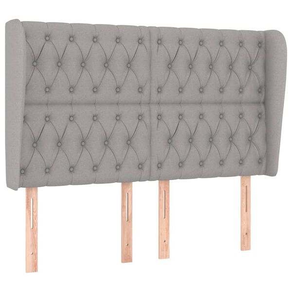 vidaXL Čelo postele typu u&scaron;&aacute;k světle &scaron;ed&eacute; 147x23x118/128 cm textil