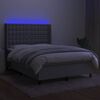 vidaXL Box spring postel s matrac&iacute; a LED světle &scaron;ed&aacute; 140x190 cm textil