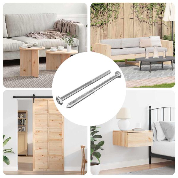 vidaXL N&aacute;bytkov&eacute; &scaron;rouby 2 pcs Stř&iacute;brn&aacute; M6 x 100 mm Ocel